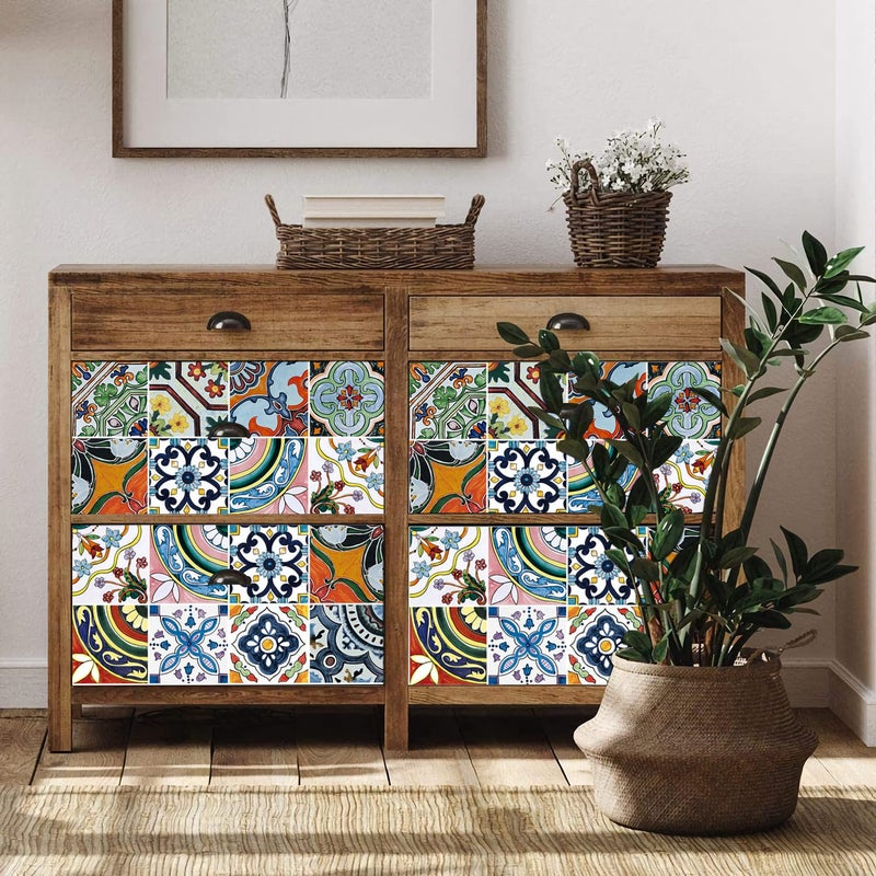 Heimerdinger Easy Apply Just Peel and Stick Bohemian Moroccan Tile Decals 6"X6"/PC (Multi) - Image 4